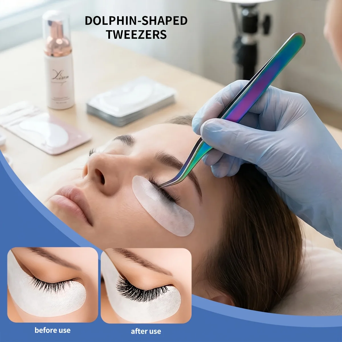4pcs Eyelash Extension Tweezers Set High Precision Non-slip Mesh Handle Professional Tools for Eyelash Extension Salons