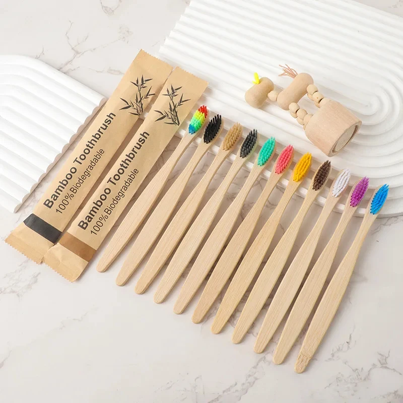 5/10/15/20/25/30Pcs Bamboo Toothbrush Set Natural Eco-Friendly Dental Care Tablet Bamboo Toothbrushes
