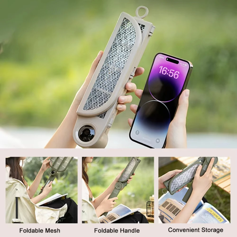 

Foldable electric fly swatter Bug catcher 1200mAh rechargeable mosquito light Outdoor portable UV light bug killer