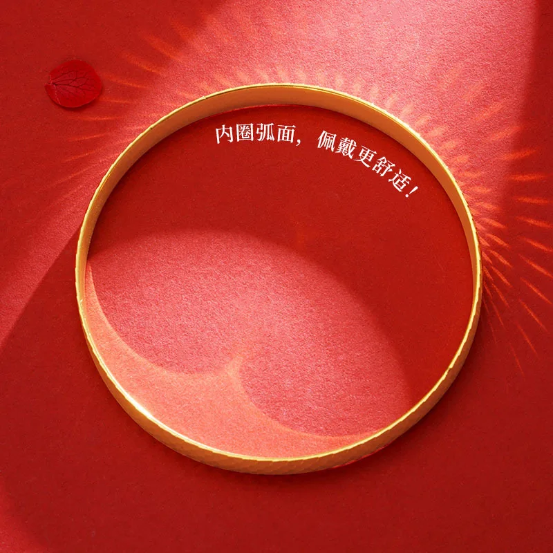 Luxury 24K 9999 Pure Gold real gold Women's Dragon Scale Bracelet Closed-Mouth Scale Wave Dot Cambered Bracelet