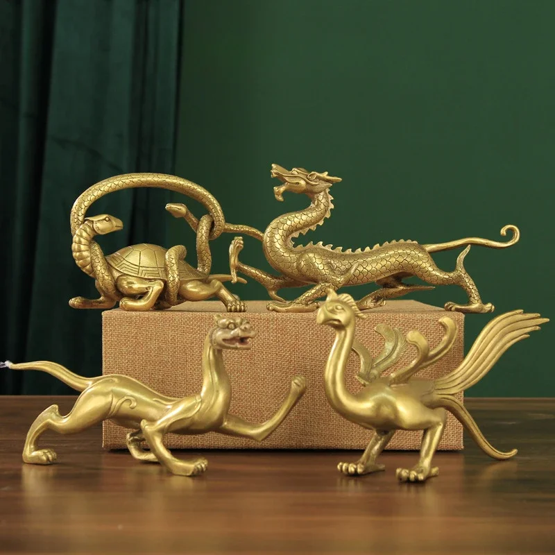 

Copper Four Animals Ornament Spirit Beast Ornament Green Dragon White Tiger Vermilion Bird Xuanwu Sculptures