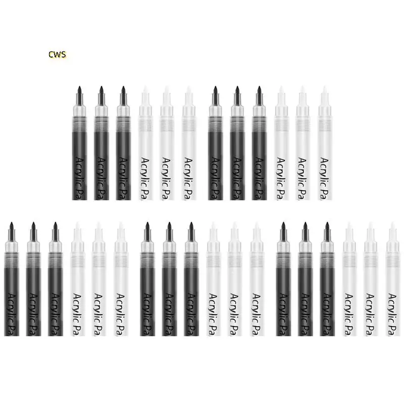 ปากกาสีอะคริลิค,30 แพ็คสีดําสีขาวเครื่องหมายสําหรับ Rock ภาพวาดหินแก้วไม้พลาสติกโลหะ