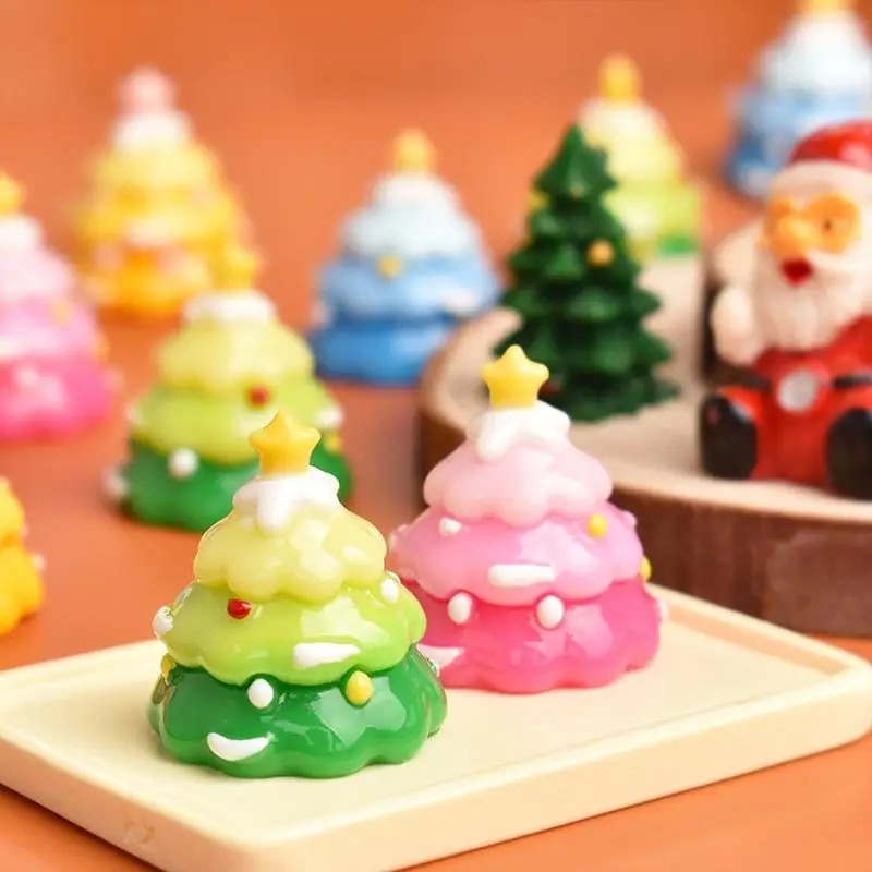 5 stks Mini Kleurverloop Kerstboom Taart Voedsel Speelcrème Lijm DIY Hars Widgets Kerst Scène Decoratie