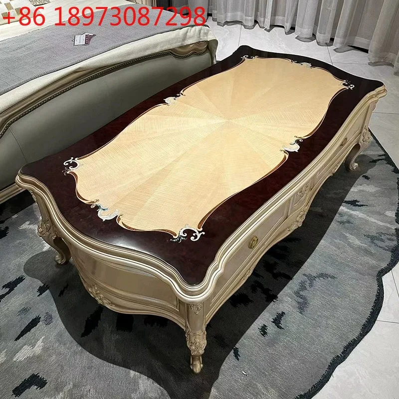 

American champagne gold storage tea table simple solid wood retro coffee table home living room tea table