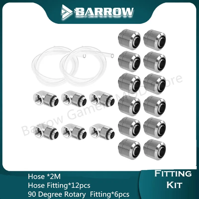 Barrow 3/8''Thick 9.5*15.9mm/9.5*12.7mm Soft Tube Fittings +Hose+90 Degree Rotary Combo Kit For PC Water Cooling System