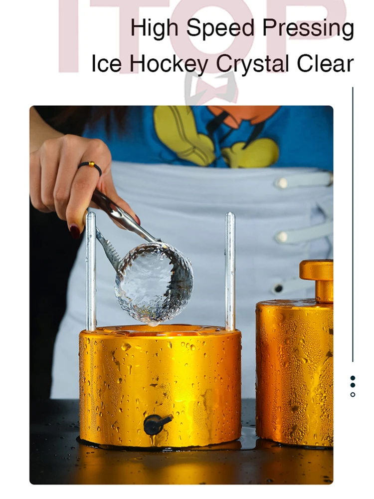 ITOP 65mm Ice Ball Maker Whiskey Ice Hockey Molds Cocktail Whiskey Ice hockey Shaping Machine Made of Heavy Duty Metal