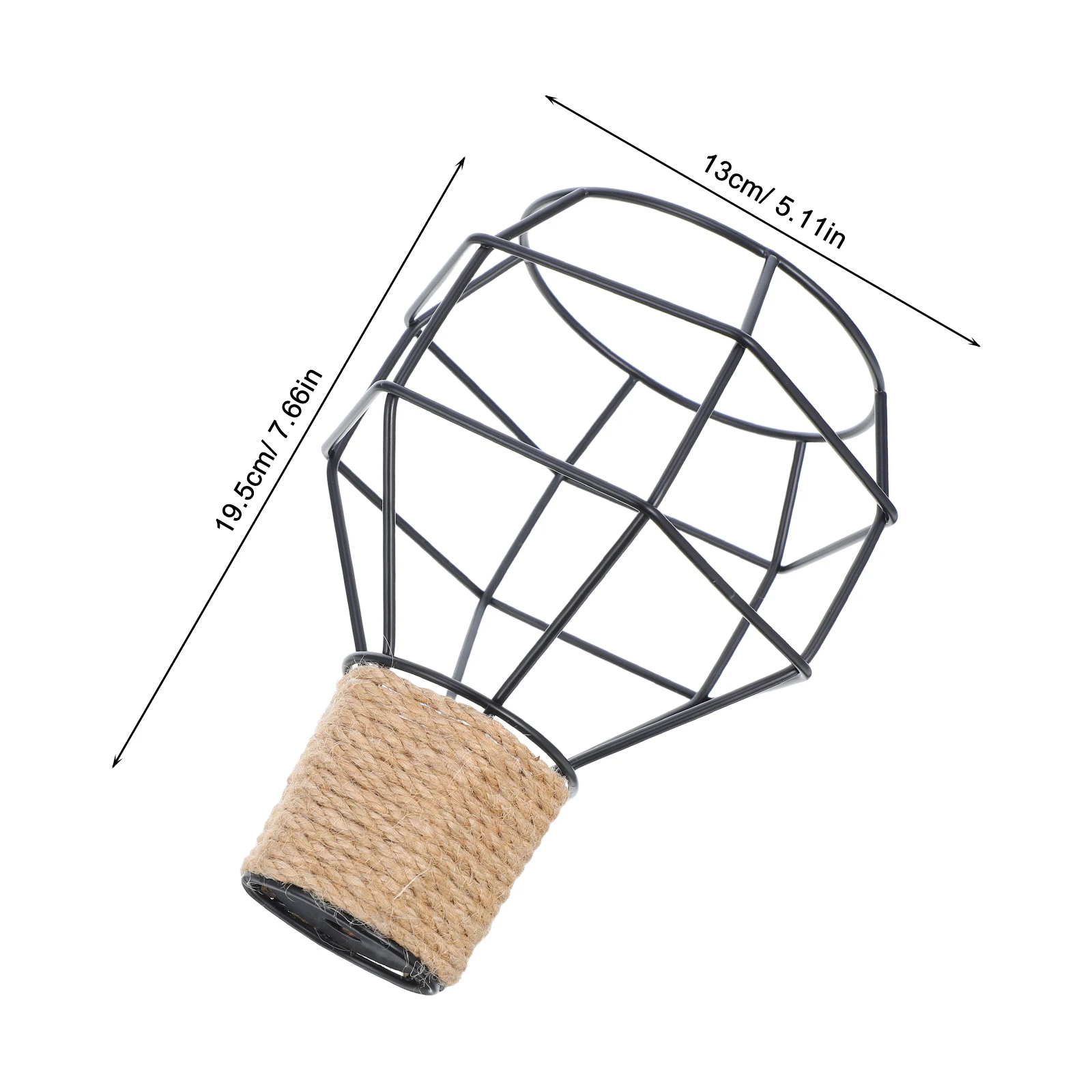 غطاء مصباح كلاسيكي ريفي الصناعية المنسوجة الجوت الحديد قلادة غطاء خفيف لسقف معلق ديكور قفص معدني لمبة #6