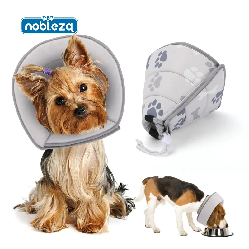 Nobleza Collar Isabelino Perro Plegable, Collar de Cono para Perros Anti- Mordida Ajustable, Gruesa y Suave Collar de Seguridad para Gatos Perros Recuperación de Cirugía o Heridas
