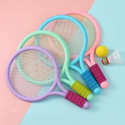 Raquetas de tenis para niños, pelotas de entrenamiento suaves, volante de bádminton, raquetas, juguete deportivo interactivo familiar