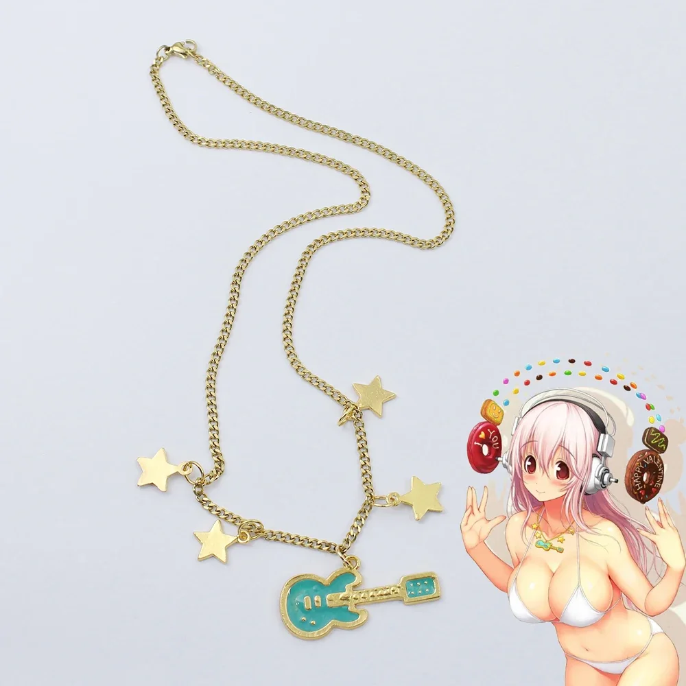 Athemis Popular Gita Shape Pendant Necklace SUPER SONICO Cosplay Fashion Necklaces For Women Costume Accessories