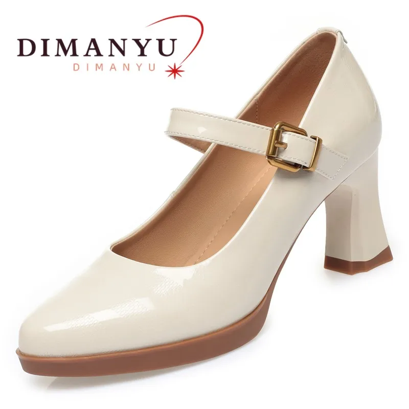 

DIMANYU High Heels Women's Genuine Leather 2024 New Platform Spring Ladies Shoes Fashion Women's Dress Shoes