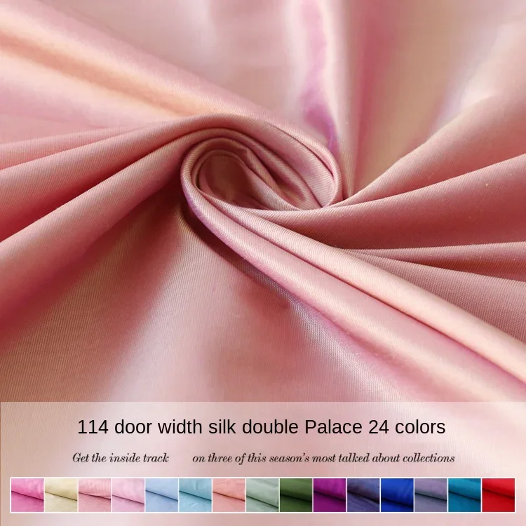 Solid Color Silk Double Palace Fabric Structured Mulberry Silk Double Palace Fabric Yarn-dyed Double Palace Fabric SilkClothing