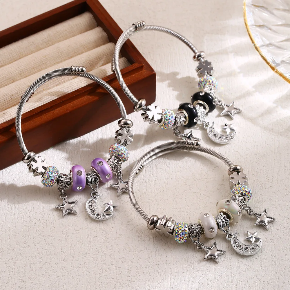 Stars Moon Bracelets Woman Stainless Steel Jewellery Women Fashion Jewelry Accessories