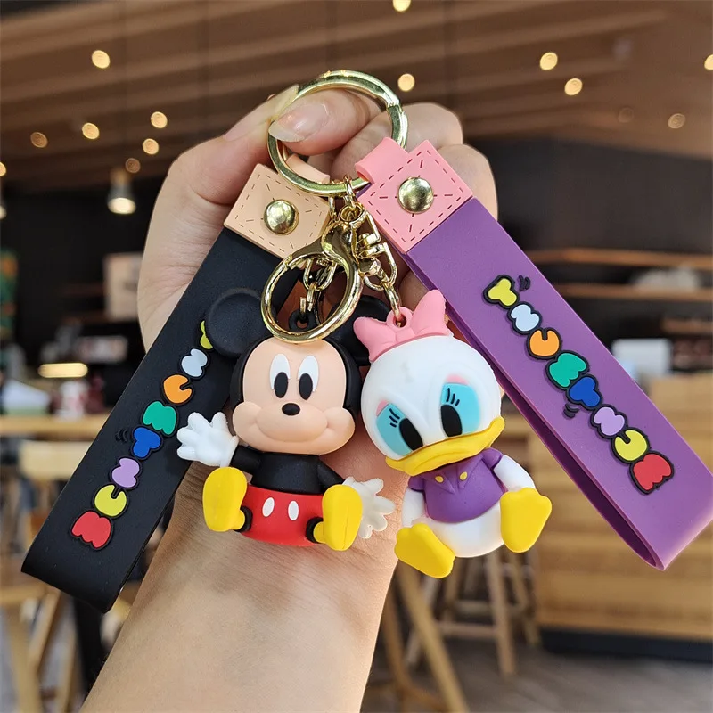 Disney Keychain Cartoon Minnie Mickey Mouse Cute Doll Keyring Ornament Key Chain Car Pendant Kids Charm Toys Jewelry Gifts Decor