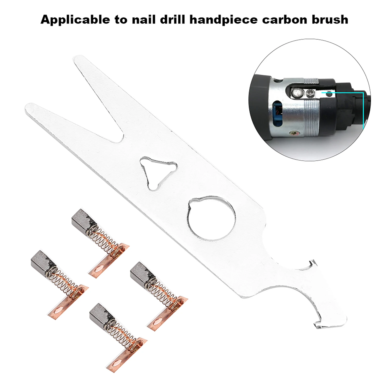Carbon Brush 2 Pairs Carbon Brush Wrench Set Nail Drill Handpiece Accessory Replacement Part Nail Drill Handpiece Carbon Brush