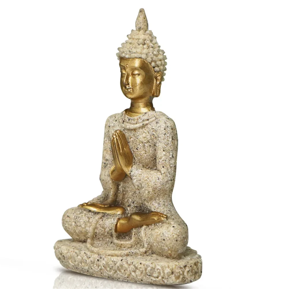 8cm Miniature Buddha Statue Nature Sandstone Fengshui Thailand Buddha Sculpture Hindu Figurine Home Decorative Ornament Gifts