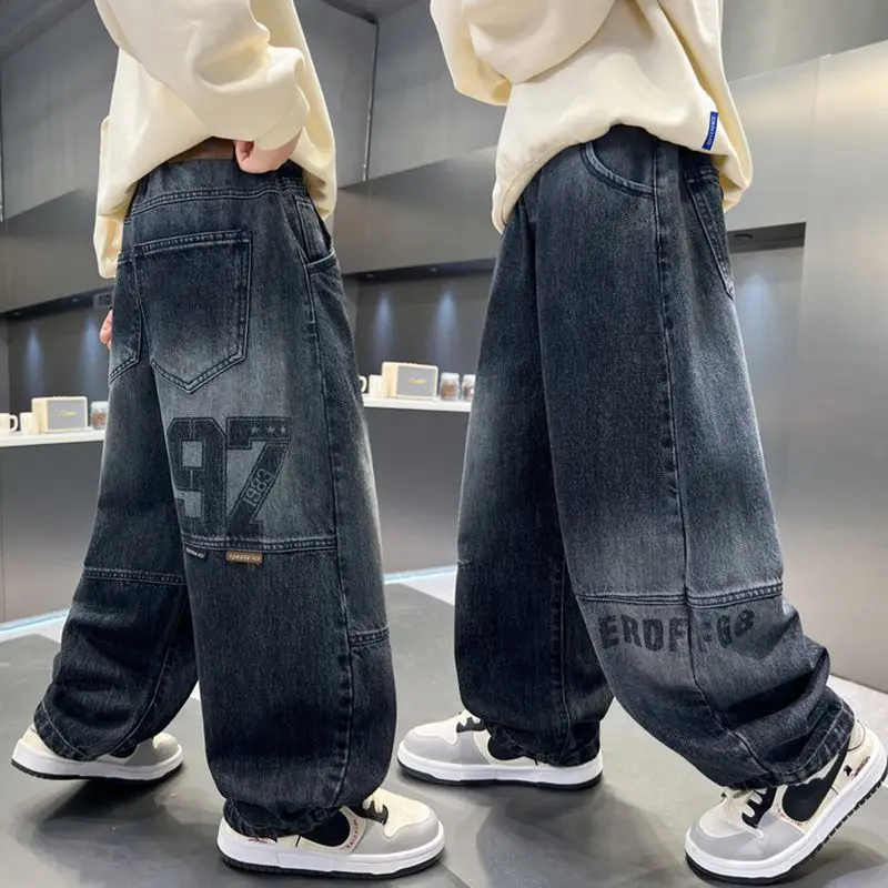 Teenage Boy Jeans Solid Color Children Jeans Casual Style Kids Jeans Spring Autumn Kids Clothes 4 6 810 11 12 13 14 Years