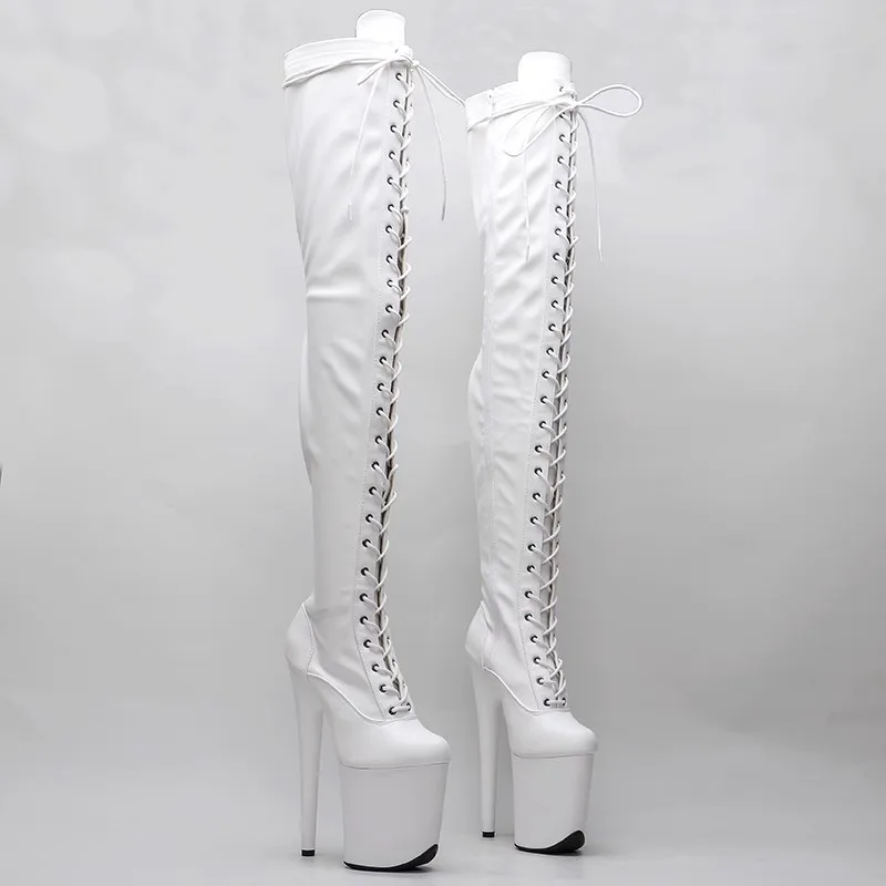 LAIJIANJINXIA New 20CM/8Inch PU Upper Women's Platform Party High Heels Modern Over The Knee Boots Pole Dance Shoes 034