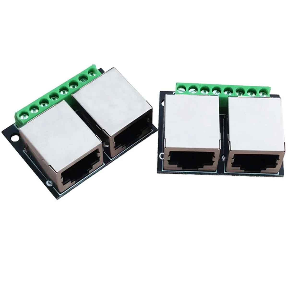 N84R 4PCS RJ45 Ethernet Dual Female Terminal Breakout Board,3.5mm Pitch Connector Board Shielded Network Adapter Terminal