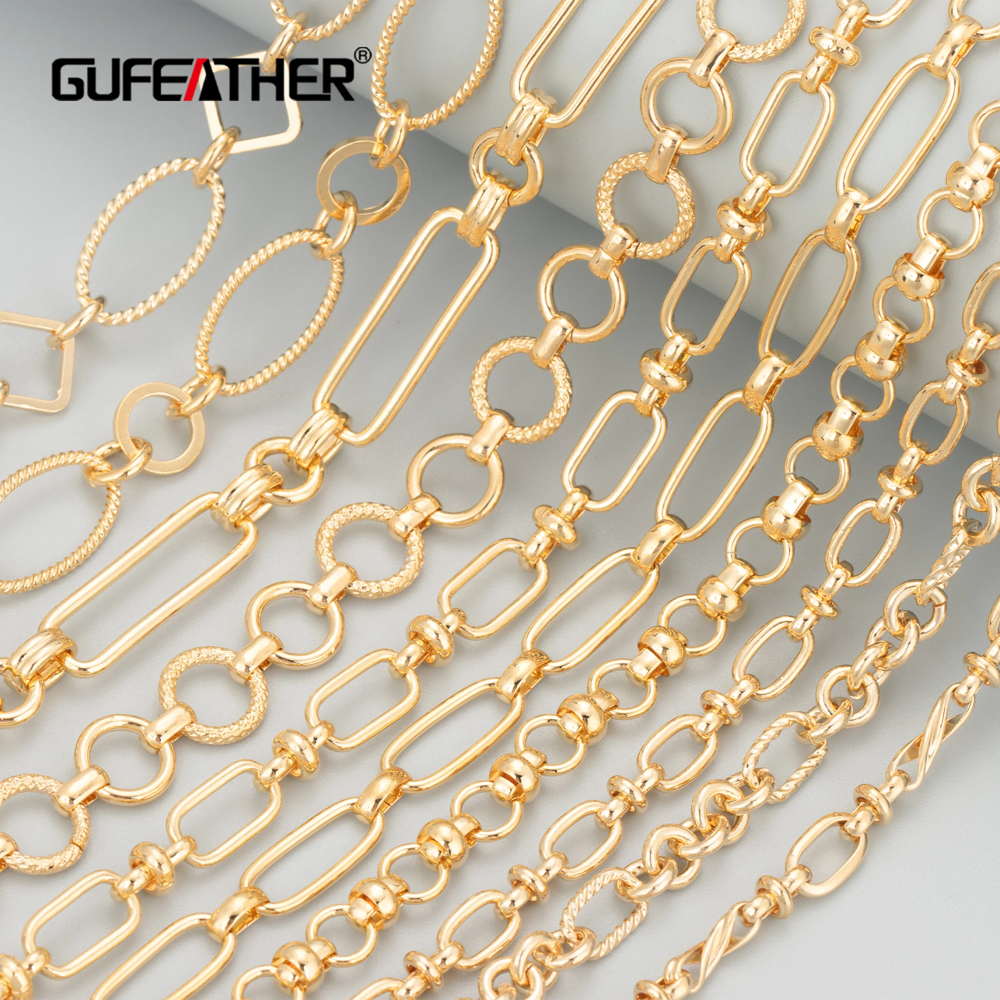 GUFEATHER C54,diy chain,jewelry accessories,pass REACH,nickel free,18k gold plated,,copper,diy necklace,jewelry making,1m/lot