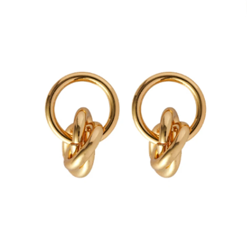 

Sterling silver earrings women's light luxury niche simple design sense winding ring temperament earrings