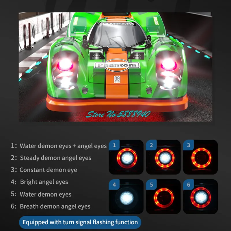 60KM/H Brushless Flat Running Racing Drift RC Car 1:16 6 Lighting Mode 4WD Metal Rotation High Speed Remote COntrol Car Model