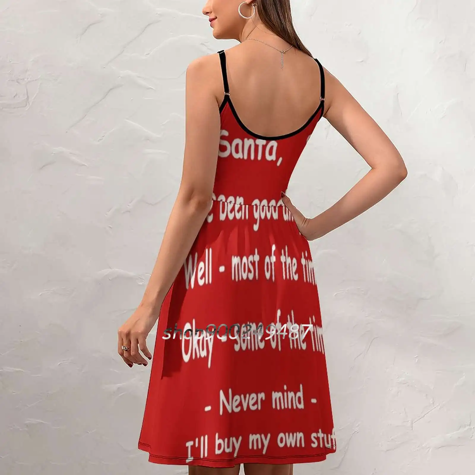 Funny Christmas Dear Santa , Never Mind , I'Ll Buy My Own Sweet Summer Casual Sling Dresses Korean Women Sexy Sundress Funny