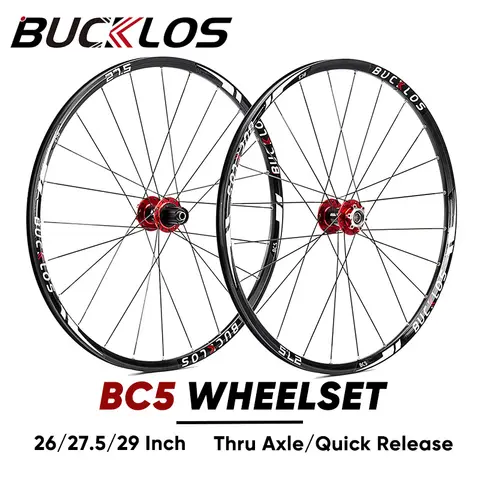 BUCKLOS 자전거 Wheelset 26/27.5/29 인치 산악 자전거 바퀴 퀵 릴리스 탄소 허브 전면 후면 MTB 휠 세트 자전거 부품