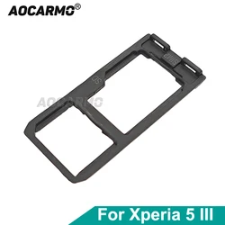 Aocarmo For Sony Xperia 5 III / X5iii XQ-BQ52 BQ72 SO-53B Dual SIM Card Holder Tray Slot Aluminum Alloy Drawer Replacement Part