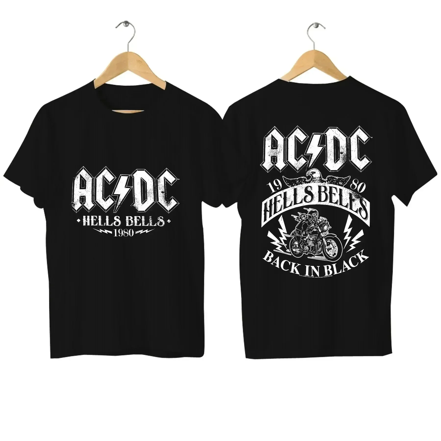 2025 Hot Sale Summer Cotton Legendary Band AC Power Up DC Black T Shirt Men Short Sleeves Cool Hip Hop Streetwear T-shirt