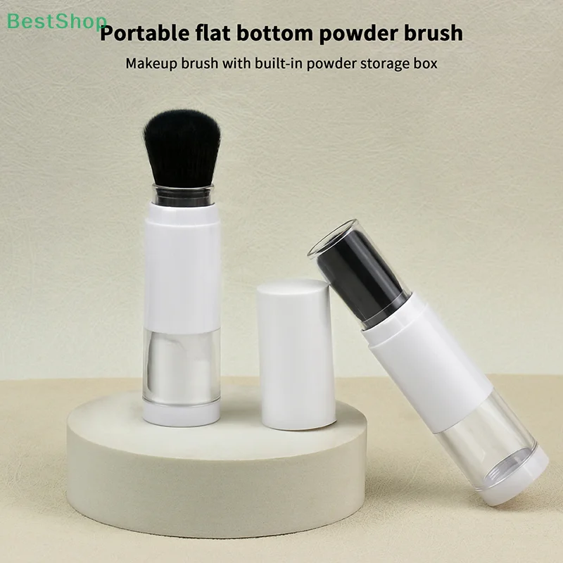 Multi-functional 2 in 1 Foundation Brush Makeup Brush Empty Travel Blush with Refillable Loose Powder Bottle Makeup Beauty Tools