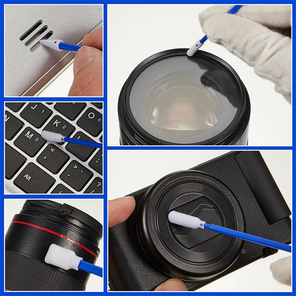 New 500 Pack Foam Tip Cleaning Swab Kit Cleanroom Sponge Stick 5 Types Multi Purpose Foam Swabs Lint Free Foam Tip Swab