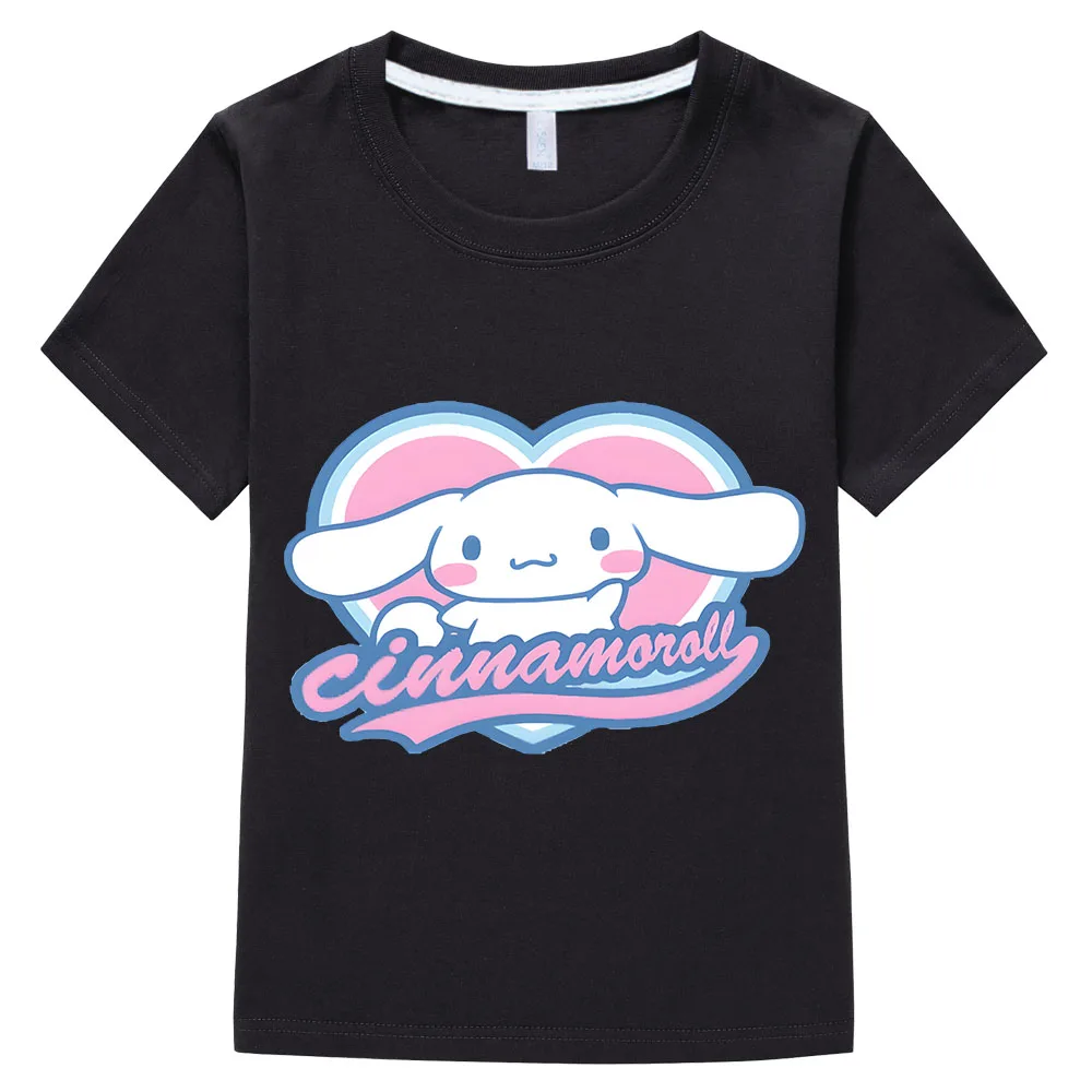 Cinnamoroll T-shirt Sanrio Children's Short-sleeved New Summer Y2K Clothes Girly Heart Soft Clothes Kawaii Birthday Gift Tops