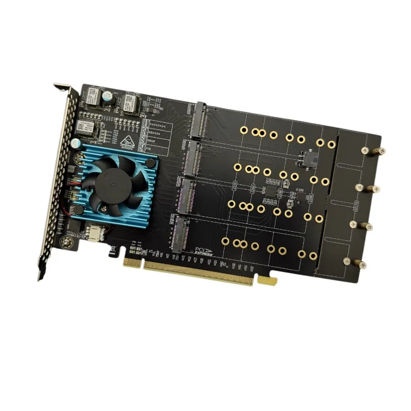 Split-free Drive-free Plx8749 Eight-disc M.2 Full/half-high Pcie Expansion Card, The Fan Is Very Quiet