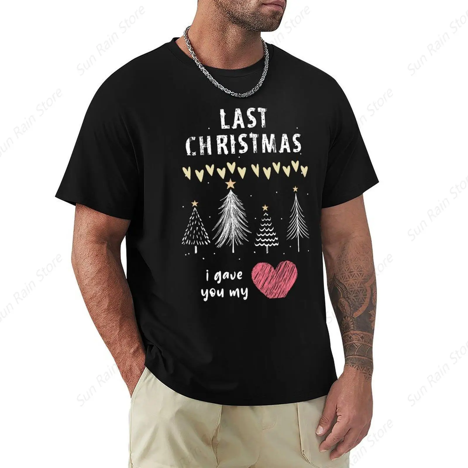 Last Christmas WHAM- Romantic Magical XMAS of Love T-Shirt oversized summer clothes plain mens white t shirts