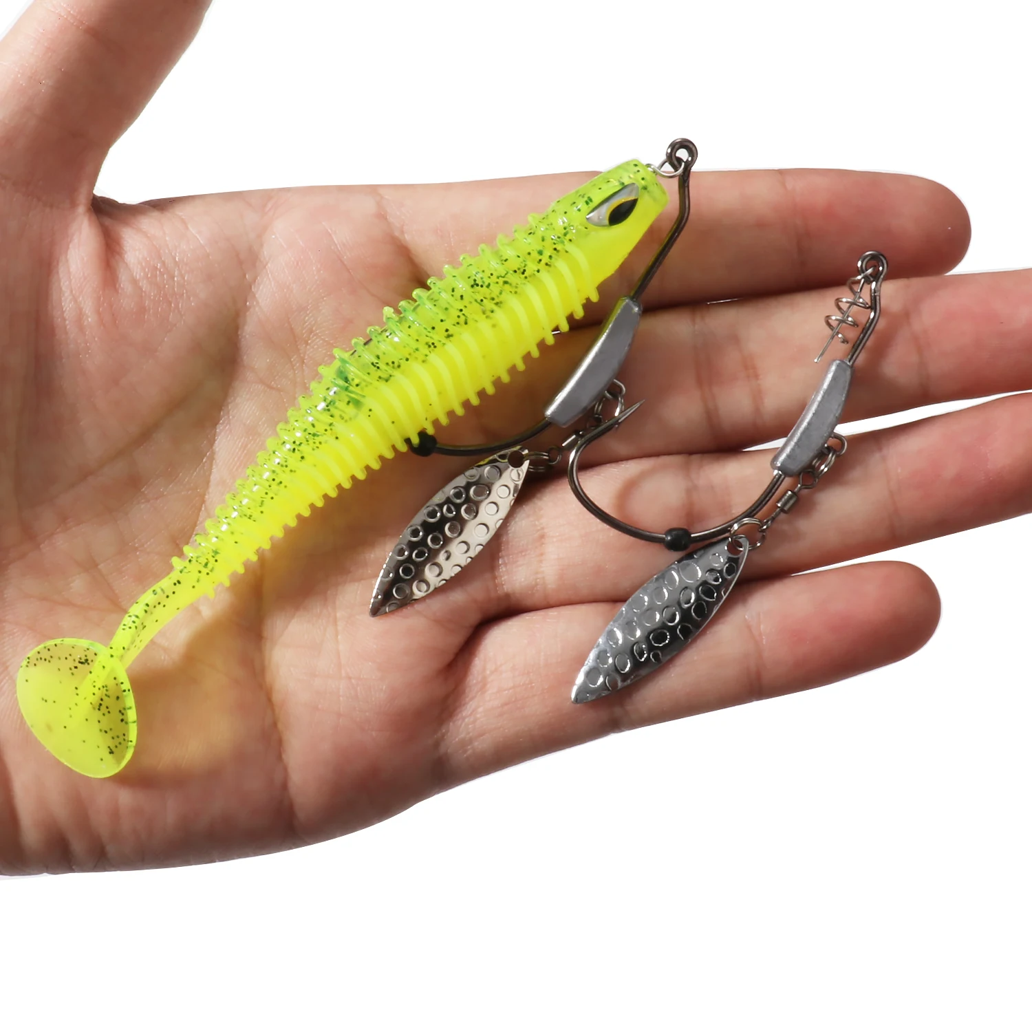 5 Stück Weedless Offset Crank Jig Haken 2g 3g 5g 7g 9g mit Metall-Spinnerblatt für Soft-Worm-Köder – Pesca Angelzubehör Fischhaken – Detail 5