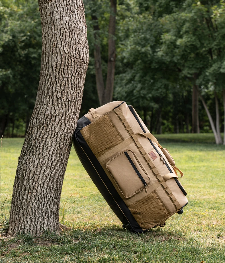 130L Outdoor-Trolley-Rucksack mit großem Fassungsvermögen, verdickte Aufbewahrungstasche mit Rädern, komplettes Set für Picknick- und Campingausrüstung – Detail 6