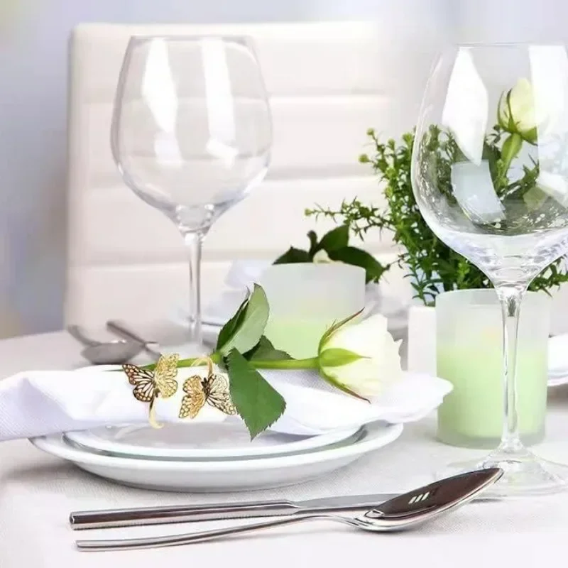 1-96PCS Cubic Hollow Butterfly Napkin Buckle Metal Butterfly Napkin Ring Hotel Mouth Cloth Ring Fashion Napkin Ring