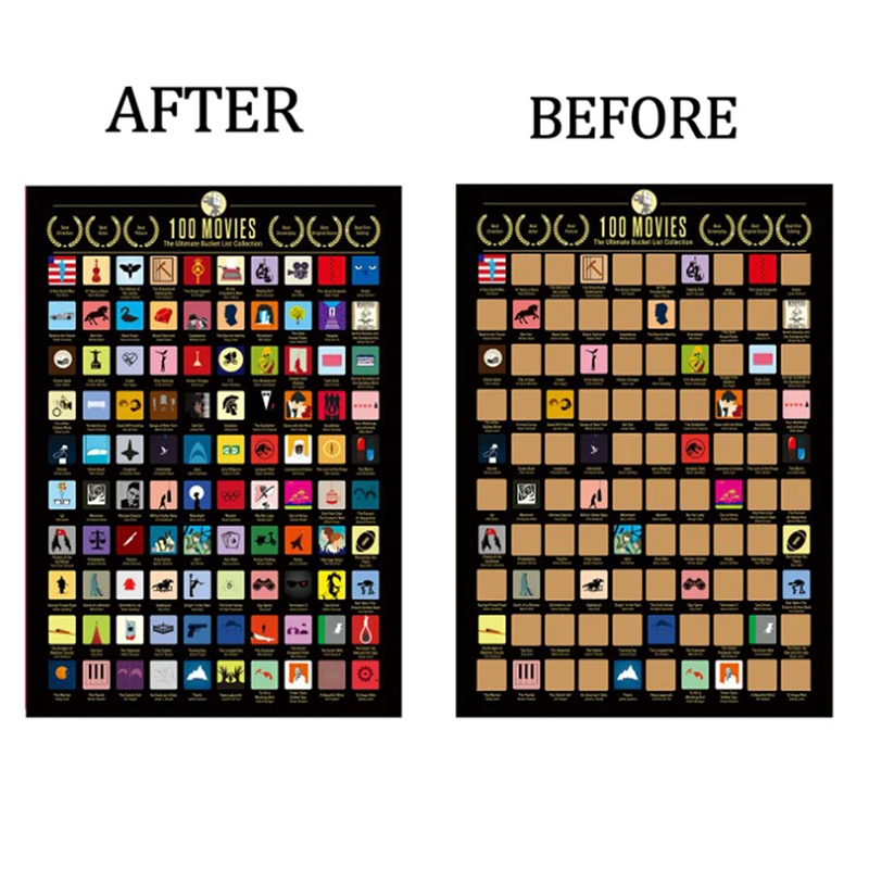 100 فيلم خدش ملصق فيلم خلفيات جدار تزيين لمحبي الأفلام