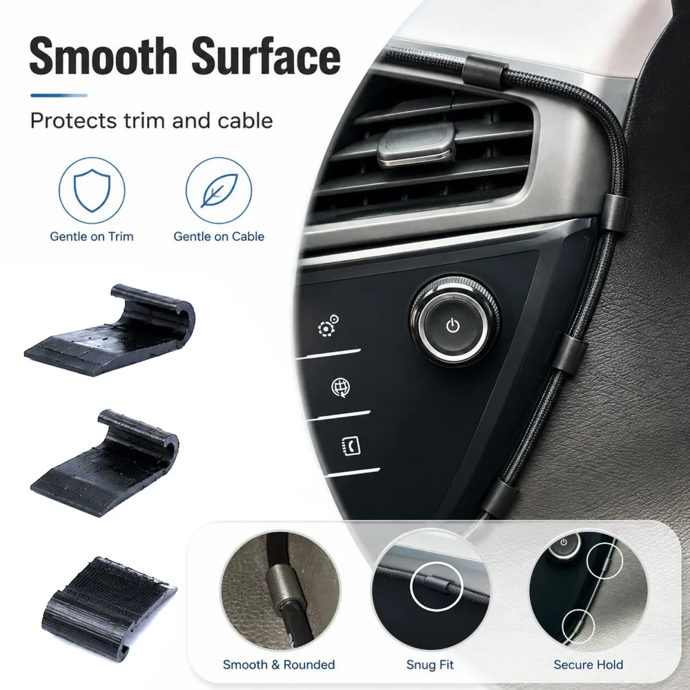 24-120pcs Car Wire Clips Anti Scratch USB C Cable Holder for Vehicle Dashboard Interior Trim Gap Fixer Cord Management Organizer