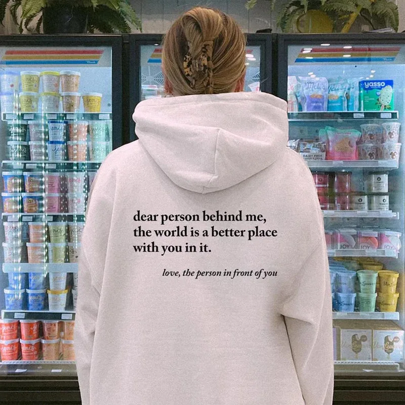 2025 yiyi2025yiyiDear شخص وراءي الإيجابية البلوز الكلمات على الظهر هوديي الحب الذاتي قميص الجمالية طويلة الأكمام البلوز