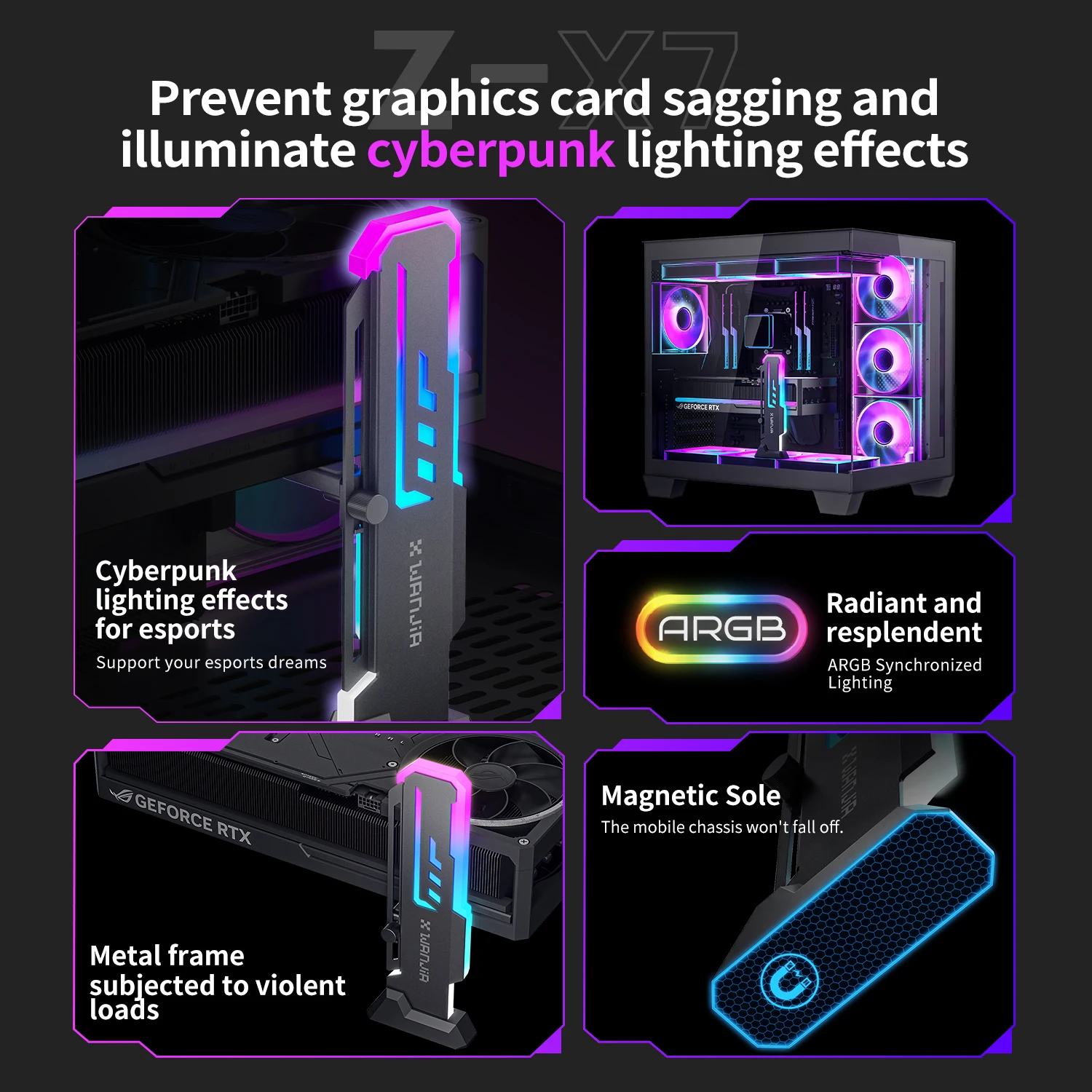 Euro Z-X7 Graphics Card Holder Horizontal Bracket Lifting ARGB Intelligent Temperature Display Sea View Room Graphics Card Holde