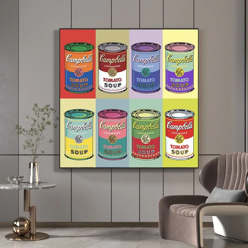 Andy Warhol Artworks Campbells 8 Tomato Soup Art Poster Colorful Pop Art Canvas Painting Wall Print Picture for Room Home Decor