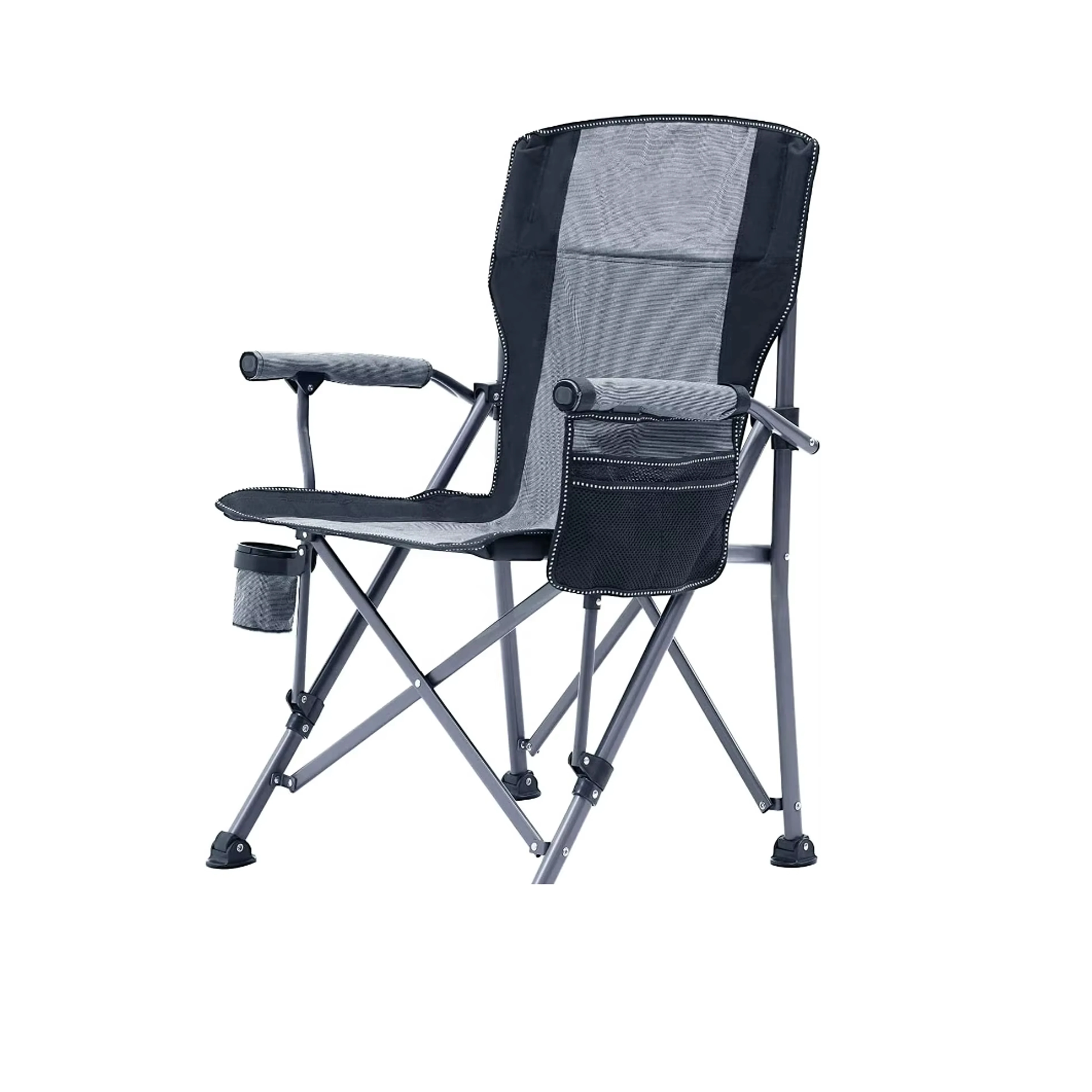 Kids Outdoor Lawn Chair - เก้าอี้สนามพับได้ โครงเหล็กหนาพนักพิงสูง ดีไซน์ทันสมัย สำหรับตกปลา กลางแจ้ง เดินทาง