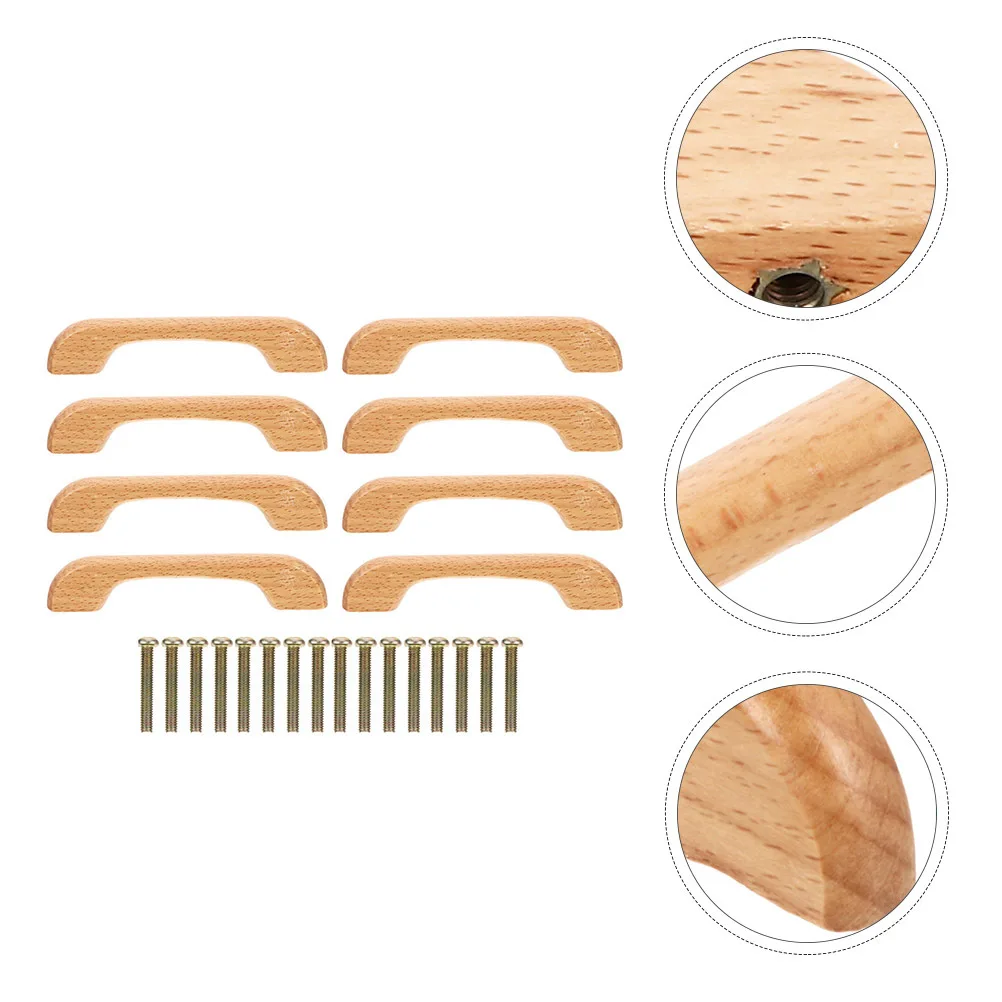 

8pcs Wooden Cabinet Handles 64Mm Beech Pulls For Kitchen Cupboard Wardrobe Drawer Furniture Decoration Cupboard Pulls