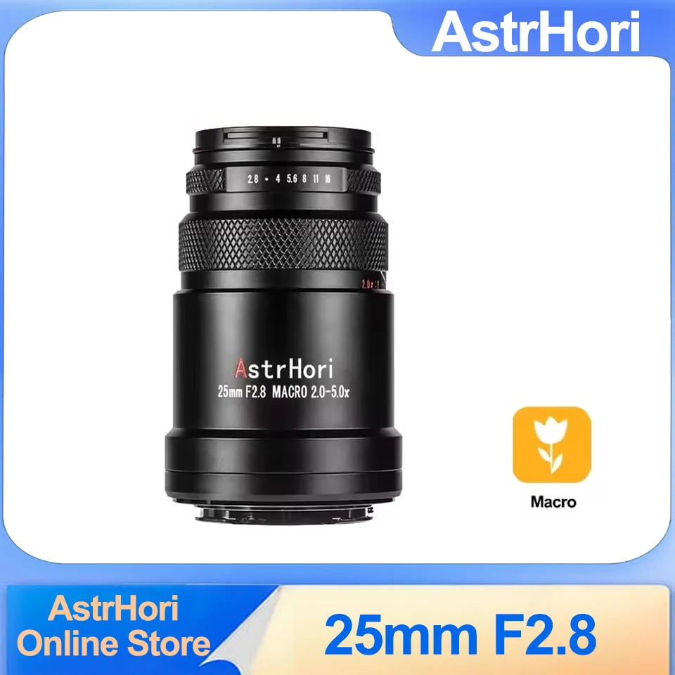 

AstrHori 25mm F2.8 Macro 2X-5X Full Frame Manual Focus Lens for Insect Specimen Flower Shooting