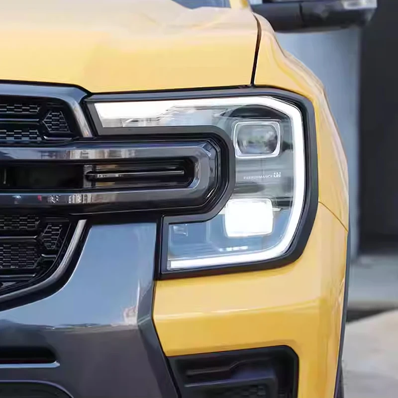 Car Head Lamp Light Cover Fit For Ford Ranger WILDTRAK T9 2022 2023 2024 ABS Matte Black Headlight Decorative Frame Accessories