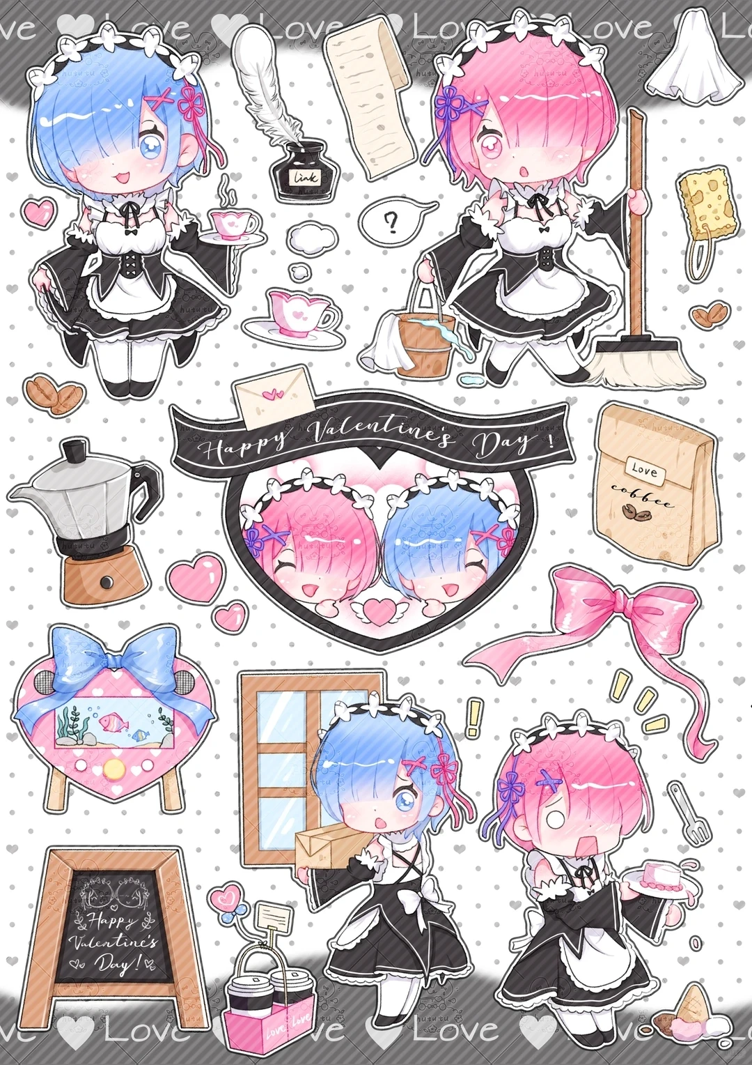 Наклейки для канцелярских принадлежностей по аниме Re:ZERO - Starting Life in Another World, корейские, кавайные, для студентов, детские подарки, наклейки для творчества своими руками