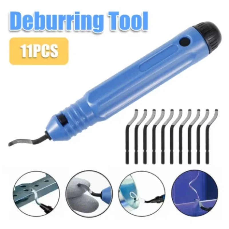 Deburring Tool Kit Hand-held Ergonomic Deburring Cutter Precision Edge Burr Remove Tool with 10 Replacement Blades for Resin Art