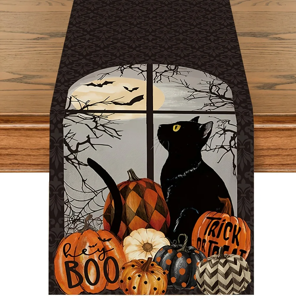 Pumpkin Bat Castle Flying Witch Black Cat Spider Web Decoration Party Table Wallpaper Festival Home Decoration Thanksgiving Deco